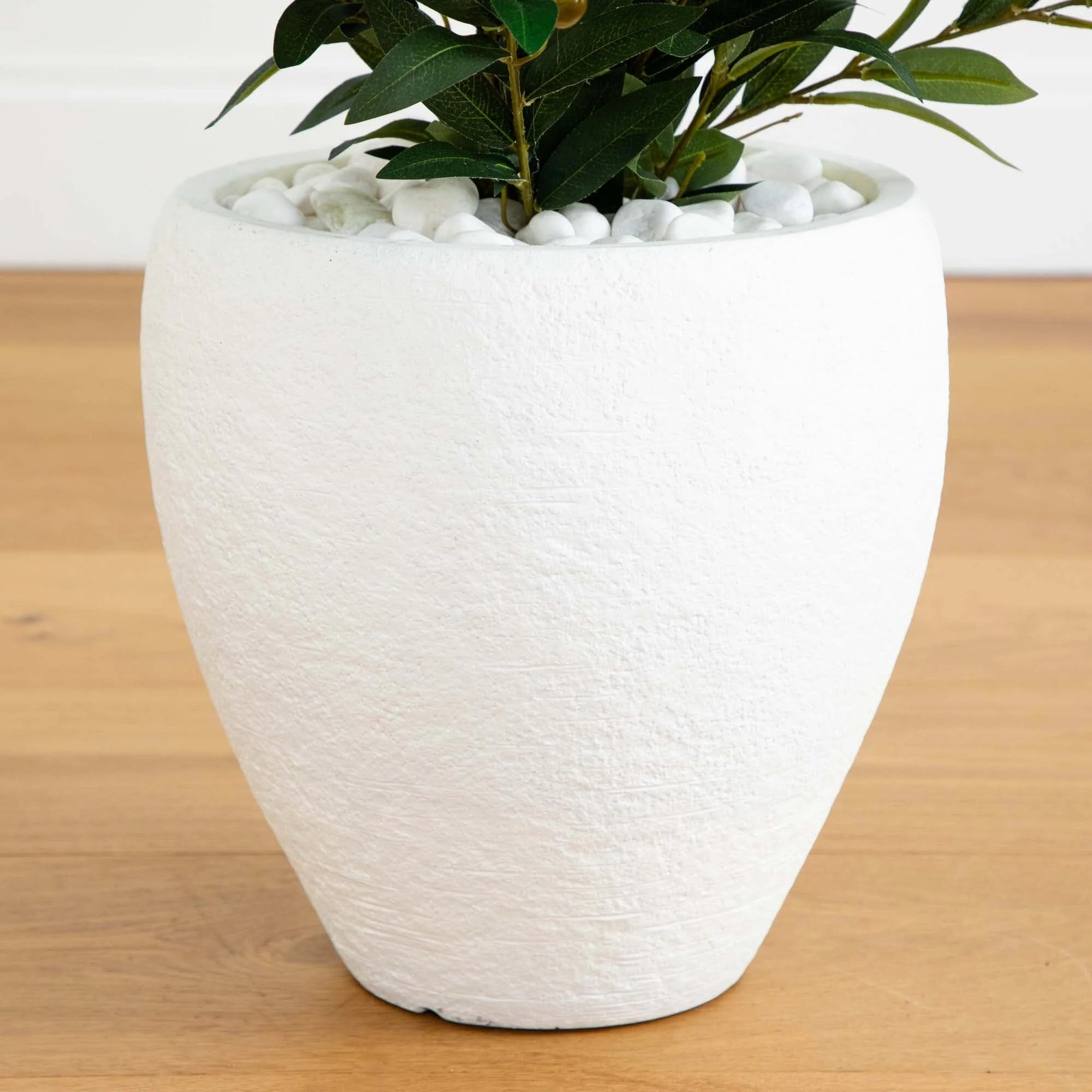 3.5\u2019 Olive Cone Topiary Artificial Tree in White Planter UV Resistant (Indoor/Outdoor) | Nea... | Nearly Natural