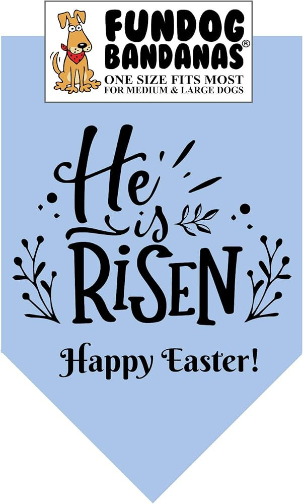 He is Risen; Happy Easter! Dog Bandana (One Size Fits Most for Medium to Large Dogs, Light Blue) | Amazon (US)