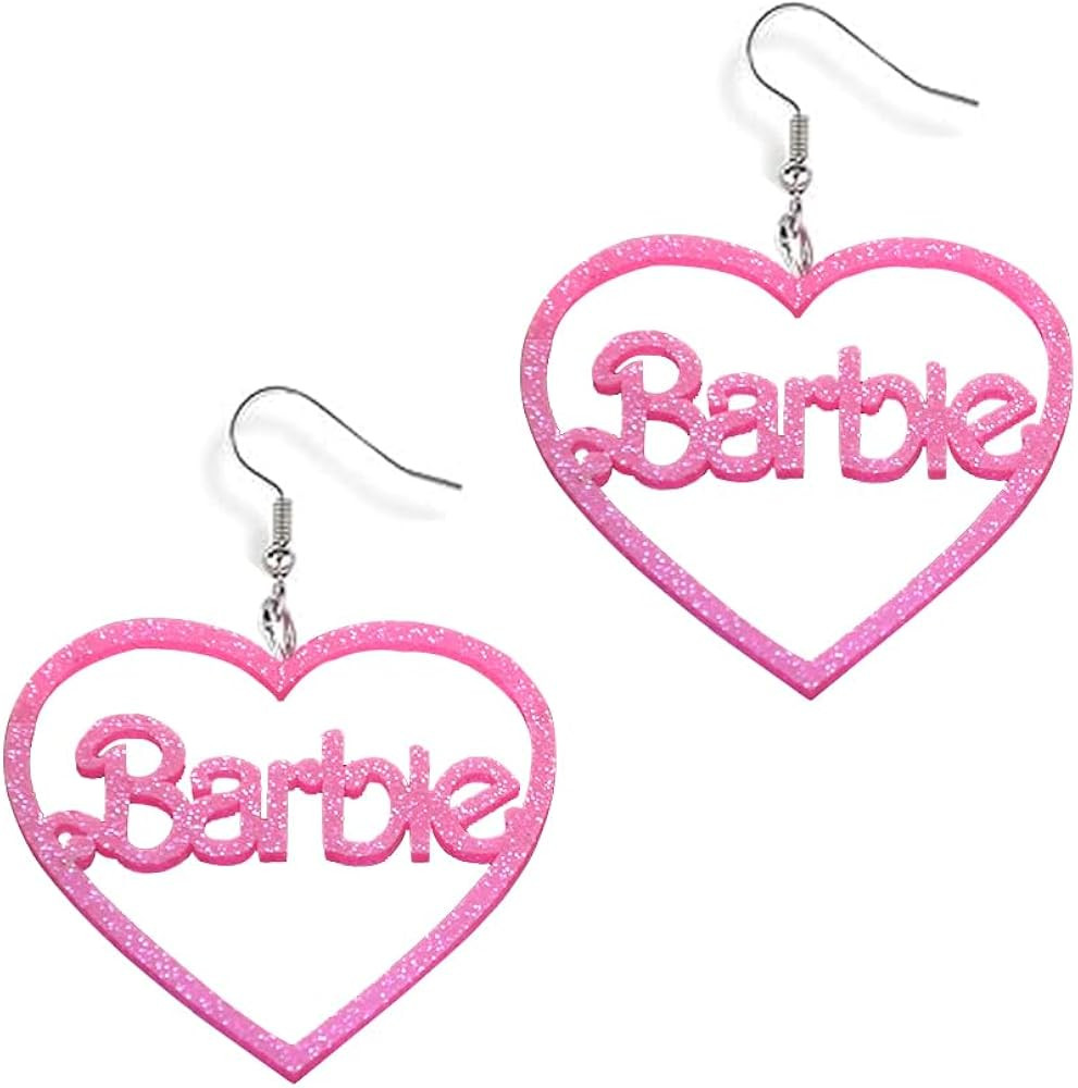 Cheecry Pink Ba-bie Earrings Hot Pink Earrings Love Earrings Heart Earrings Drop Dangle Earrings ... | Amazon (US)