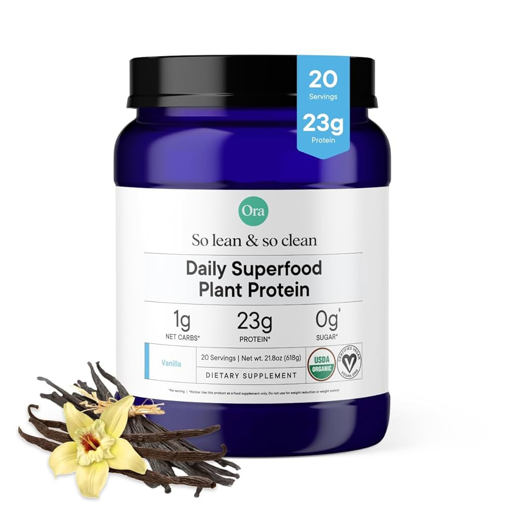 Ora Organic Plant-Based Protein Powder - 23g Protein for Women and Men - Vanilla Flavor 20 Servin... | Amazon (US)