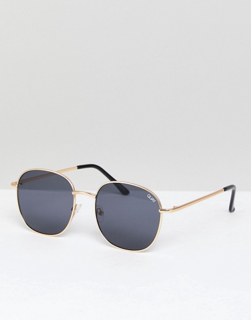 Quay Australia Jezabell round sunglasses in gold/smoke | ASOS (Global)