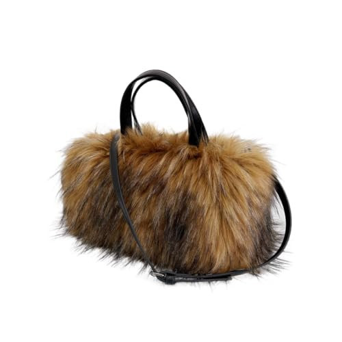 Furry Shoulder Bag For Women Fuzzy Faux Fur Large Plush Tote Handbag Cute Soft Fluffy Purse Carrying Sweet Cool Y2k Style (Brown) | Amazon (US)
