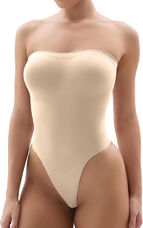 SHAPERX Strapless Shortie Bodysuit for Women Tummy Control Shapewear Seamless Body Shaper with Re... | Amazon (US)