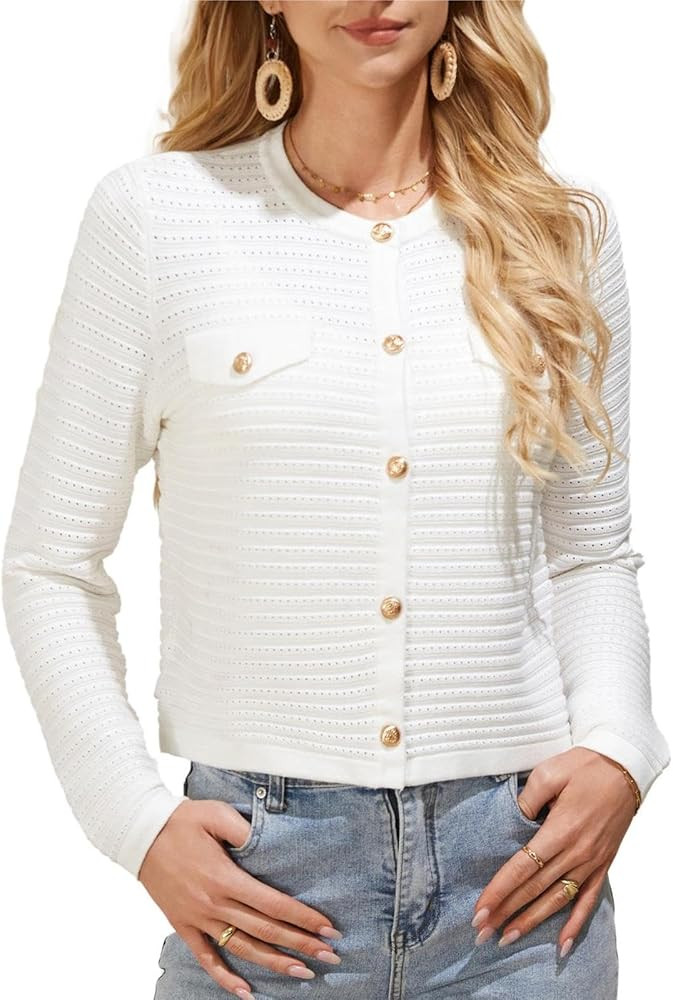 GRACE KARIN Women's Cardigan Long Sleeve Crew Neck Button Down Knitwear Vintage Sweater Cardigans | Amazon (UK)
