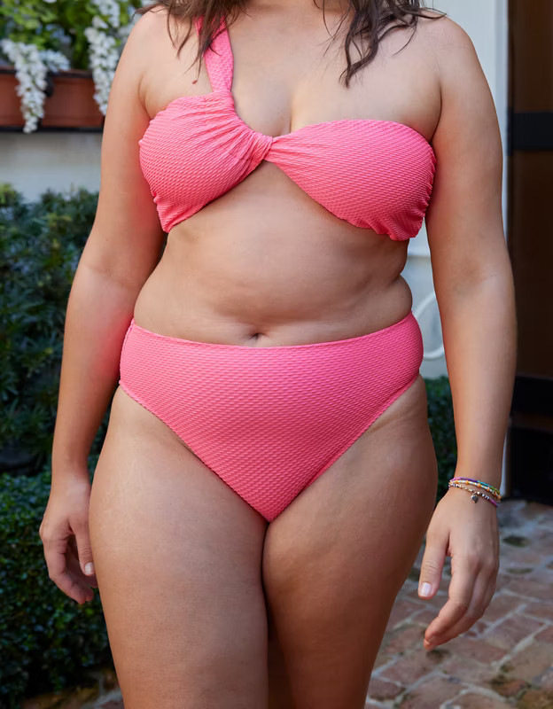 Aerie Jacquard High Cut Cheeky Bikini Bottom | American Eagle Outfitters (US & CA)