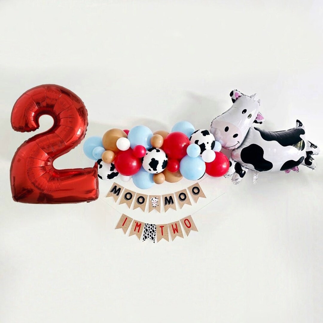 Cow Party Decor, Second Birthday Kit, Farm Birthday Party Decor, Cow Party Decorations, Cow Ballo... | Etsy (US)