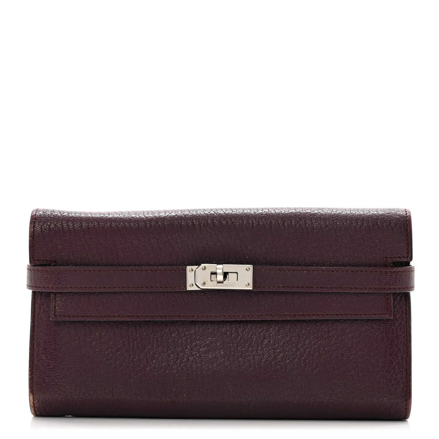 Hermes Chevre Mysore Kelly Longue Wallet Raisin 1554620 | FASHIONPHILE (US)