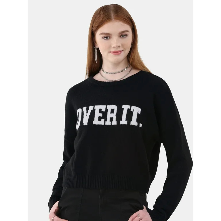 No Boundaries Cropped Conversation Sweater, Midweight, Women’s | Walmart (US)