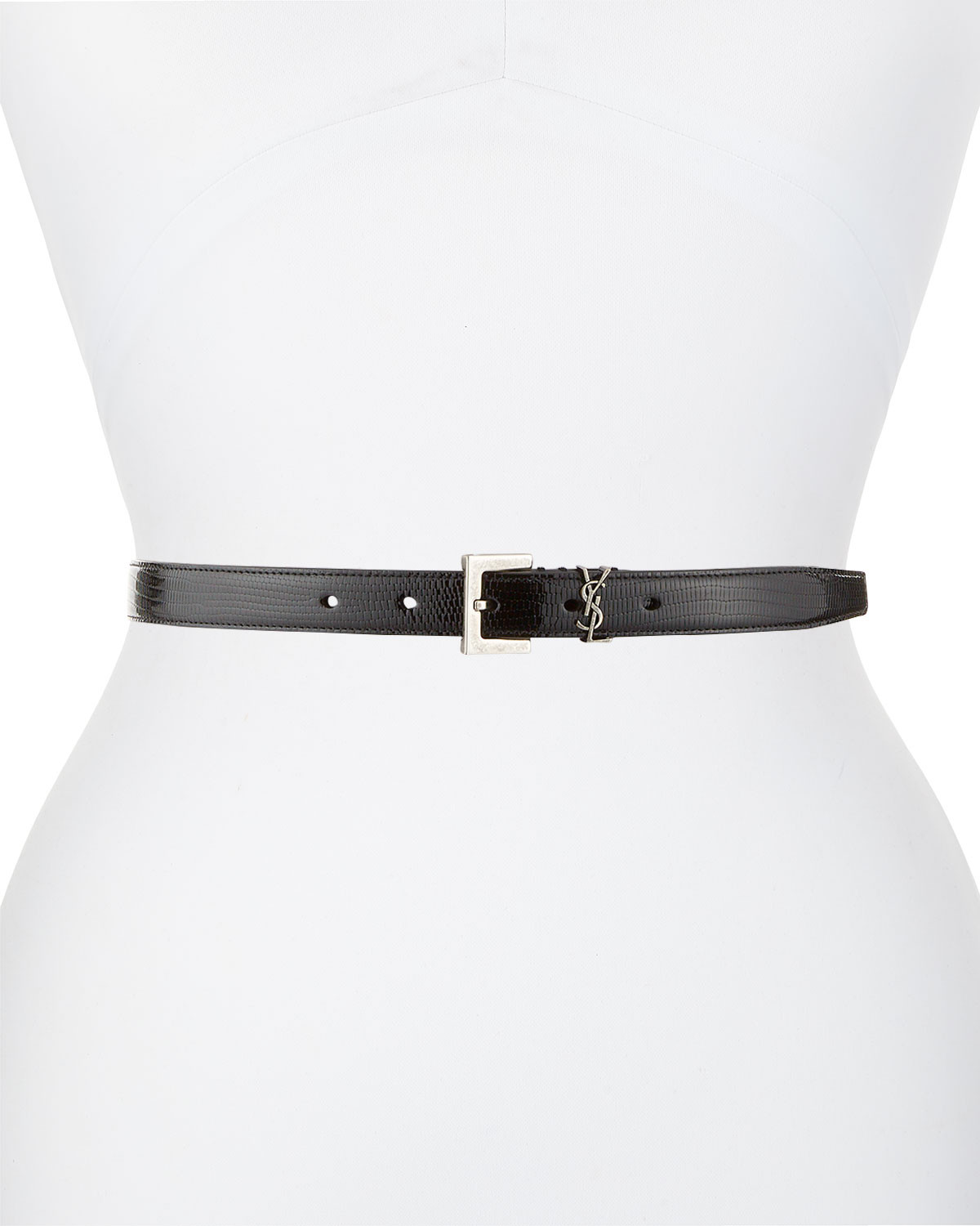 YSL Tejus-Print Patent Belt | Neiman Marcus
