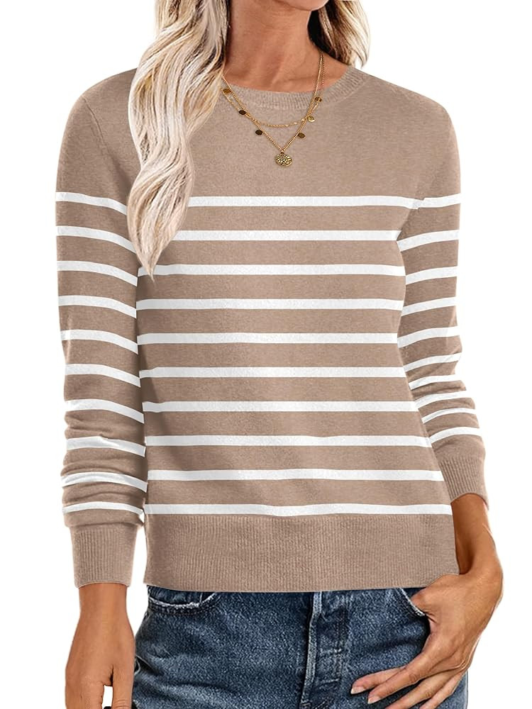 ANRABESS Sweaters for Women Long Sleeve Lightweight Crewneck Soft Basic Knit Loose Fit Pullover T... | Amazon (US)