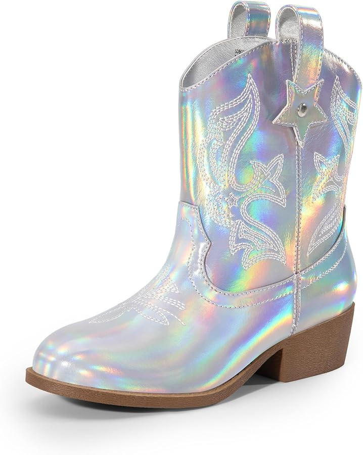 DREAM PAIRS Girls Cowgirl Boots Cowboy Boots with Low Heel Western Embroidered Fashion Mid Calf S... | Amazon (US)