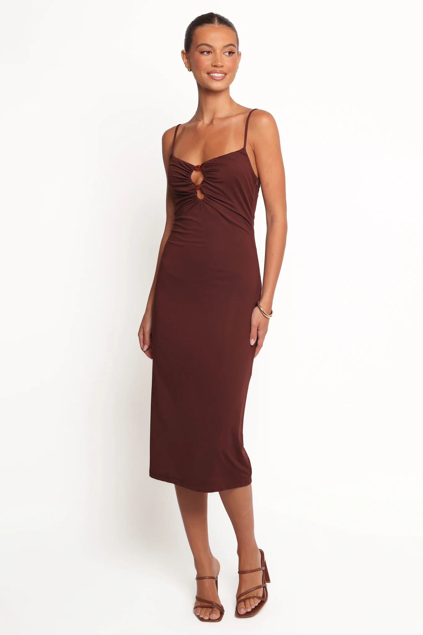 Ashy Midi Dress - Brown | Petal & Pup (US)