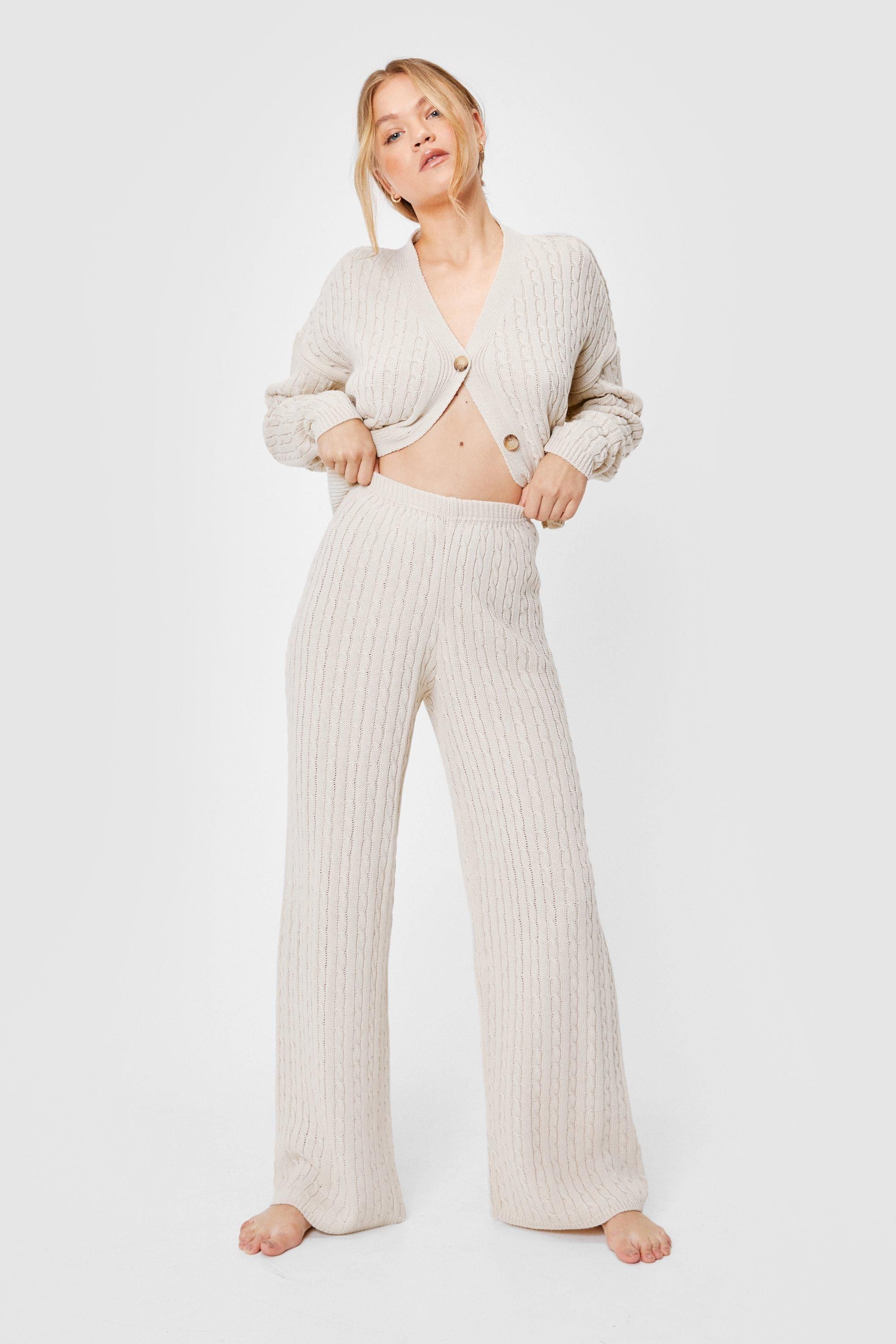 Cable Knit Feels Right Wide-Leg Lounge Set | Nasty Gal (US)