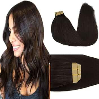 GOO GOO Tape in Hair Extensions Human Hair, 2 Dark Brown, 20inch 50g 20pcs, Skin Weft Seamless In... | Amazon (US)