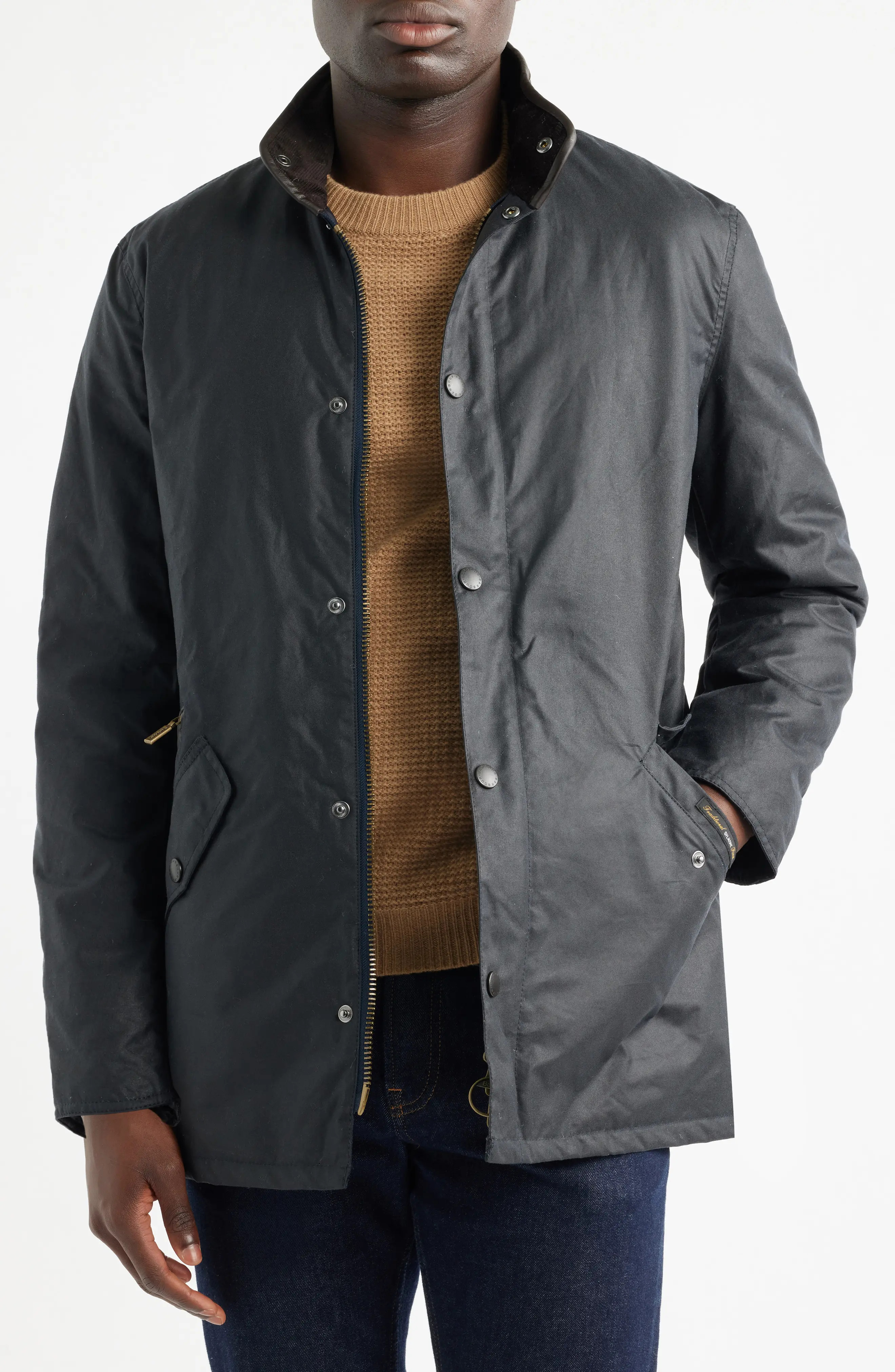 Barbour Prestbury Waxed Cotton Jacket in Navy at Nordstrom, Size X-Large | Nordstrom