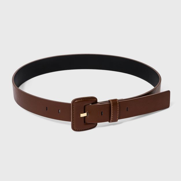 Women's Covered Buckle Belt with Flat Prong - A New Day™ Brown | Target