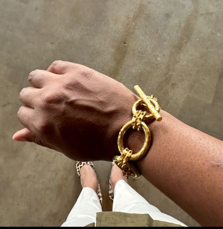 Arm candy | jewelry | gold bracelet | chunky bracelet | leopard print heels 