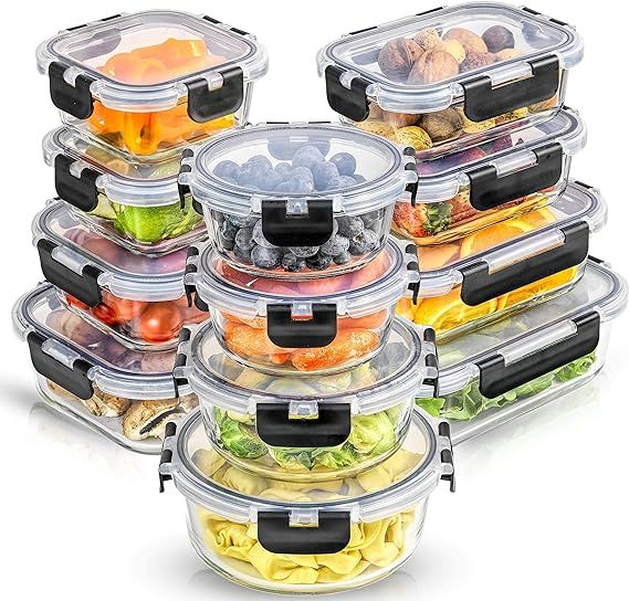 JoyJolt JoyFul 24pc(12 Airtight, Freezer Safe Food Storage Containers and 12 Lids), Pantry Kitche... | Amazon (US)