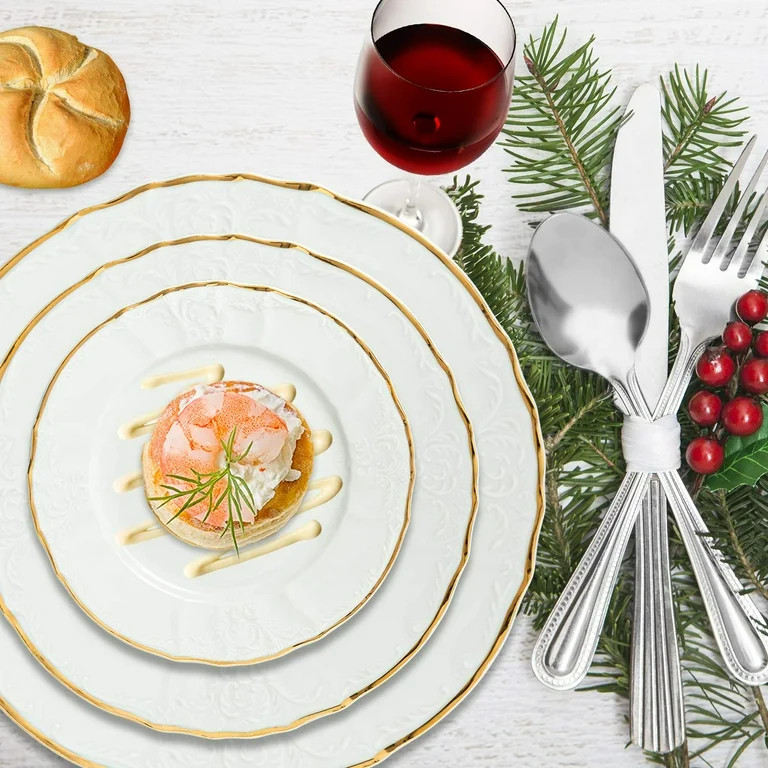 Ocean Décor China Dinnerware Set: Set of Fine Porcelain Dishes - Service for Four - White Dishes... | Walmart (US)