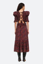 Ilana Smocked Dress, Navy | The Avenue