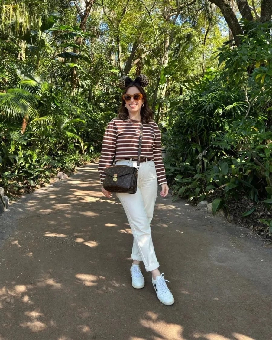 Planning a Disney trip? This jeans and striped top combo is exactly what I'd wear for a full day of walking.

amusement park outfit, casual travel style, petite fashion, jeans and stripes, comfortable outfit idea

#LTKootd #LTKPetite #LTKU