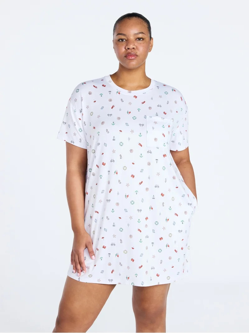 Joyspun Women's Dreamy Soft Collection Short Sleeve Sleepshirt, Sizes S/M-2X/3X | Walmart (US)