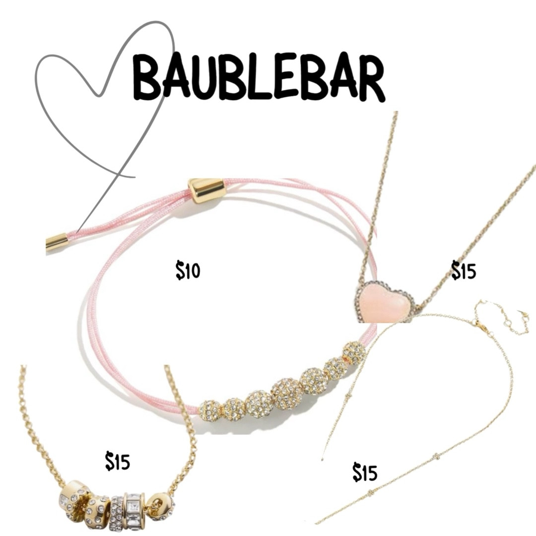 ♥️BAUBLEBAR PRICING ERROR!♥️

	•Renee Charm Necklace: $15 (originally $48)
	•Veronica Cord Bracelet: $10 (originally $30)
	•Cross Necklace: $15 (originally $48)
	•Freya Heart Necklace: $15 (originally $38)

WOAH! These deals are unreal, but prices can change at any time! Don’t wait to grab your faves!

#LTKSaleAlert #LTKGiftGuide #LTKStyleTip