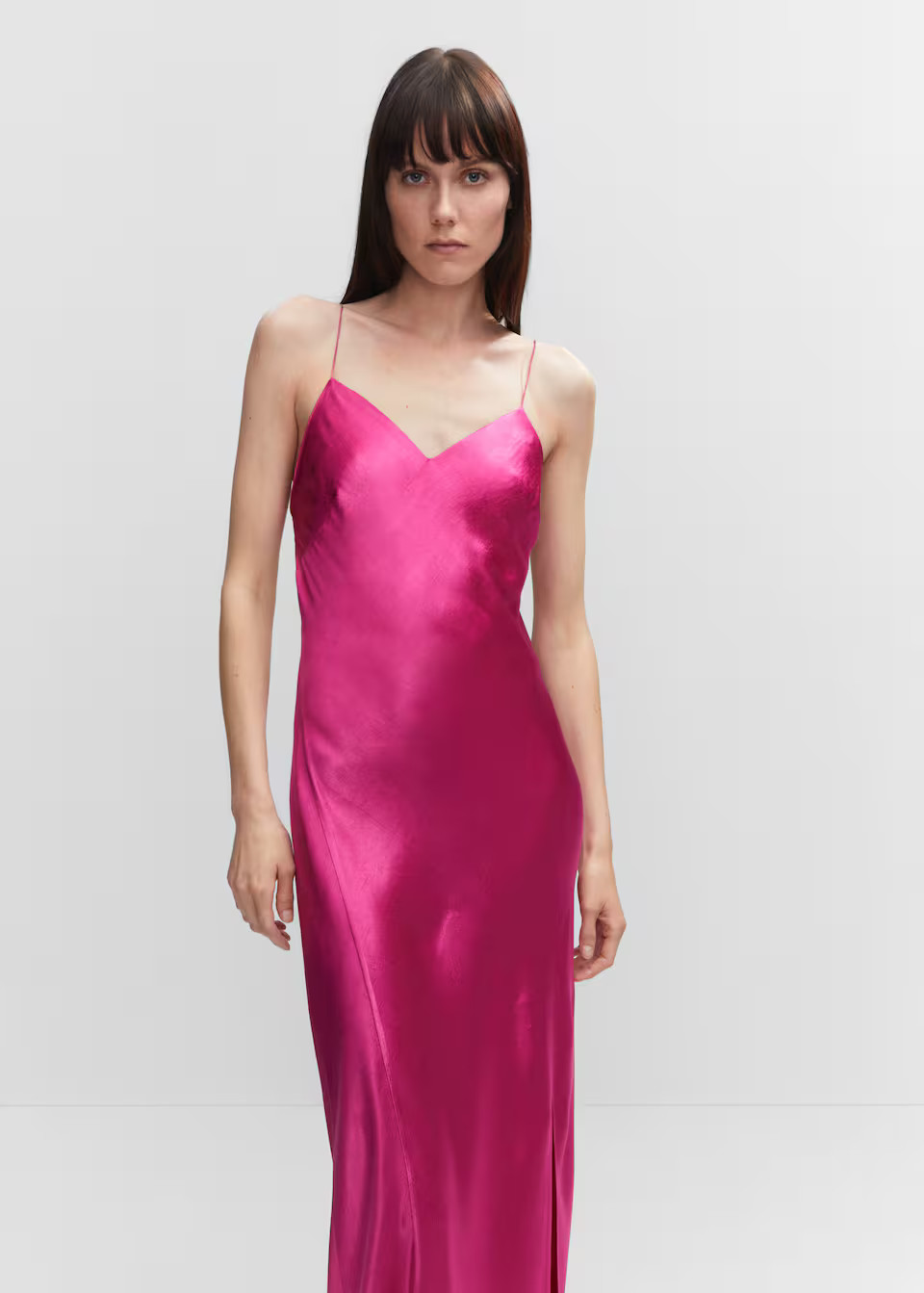Side-slit satin dress -  Women | Mango United Kingdom | MANGO (UK)