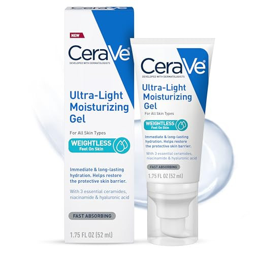 CeraVe Ultra-Light Moisturizing Gel, Hydrating Gel Face Moisturizer For Men & For Women with Ceramides, Niacinamide, Hyaluronic Acid, Fragrance Free, Oil-Free, Mattifying Moisturizer, 1.75 FL Oz | Amazon (US)