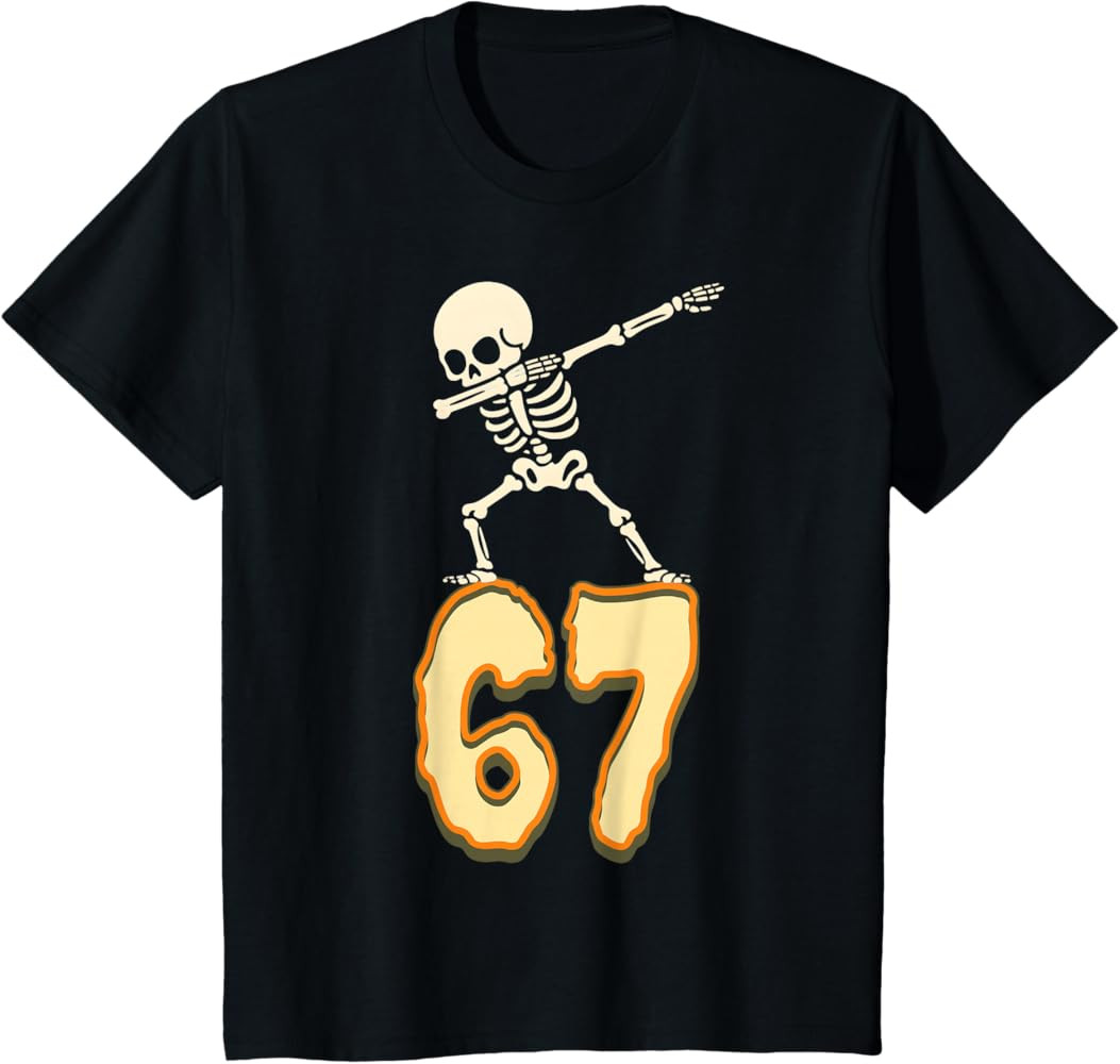 67 Halloween Meme 6 7 Numbers Six Seven Funny Kids Skeleton T-Shirt | Amazon (US)