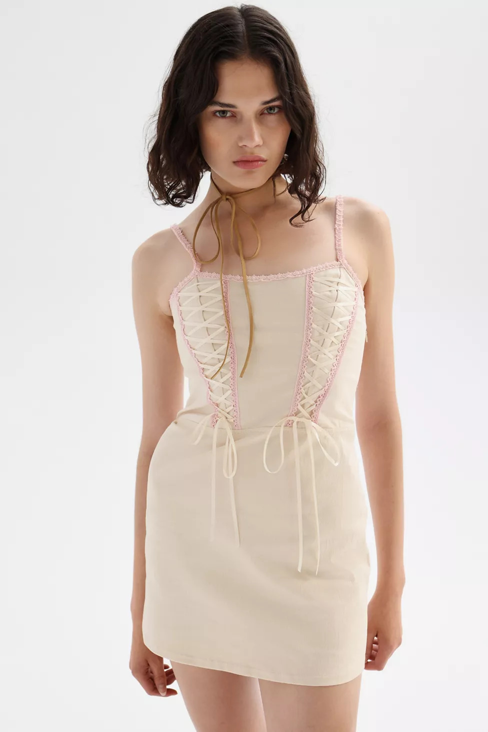 UO Faye Lace-Up Corset Mini Dress | Urban Outfitters (US and RoW)