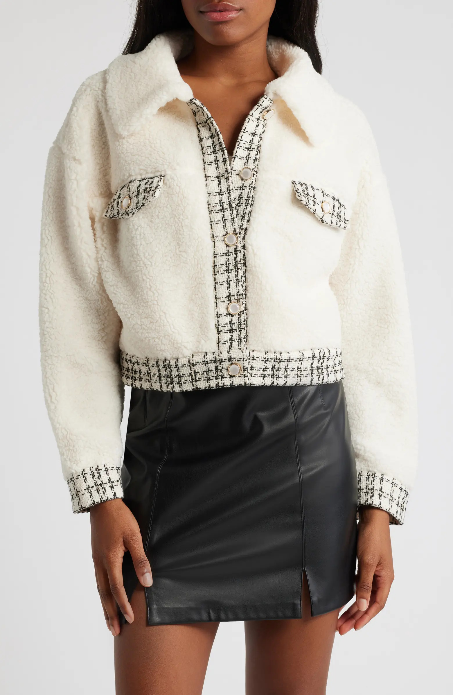 All in Favor Mixed Media High Pile Fleece Jacket | Nordstrom | Nordstrom