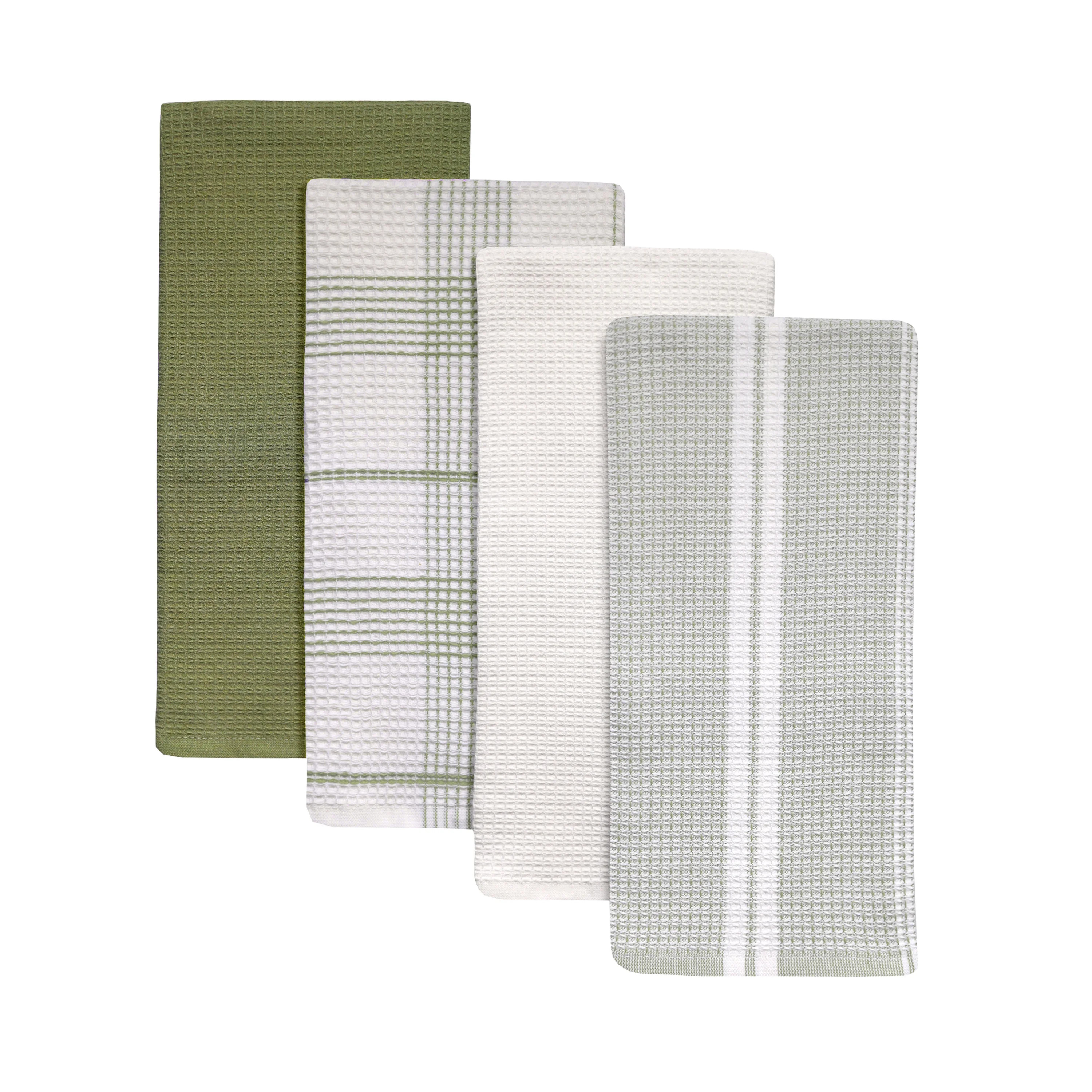 Better Homes & Gardens 4 Piece Waffle Kitchen Towel, Green | Walmart (US)