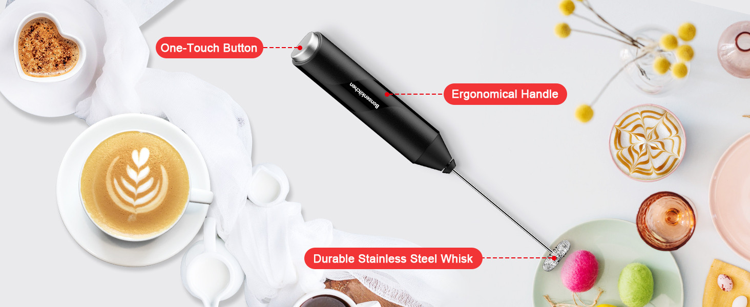 Bonsenkitchen Milk Frother Handheld, Automatic Hand Frother Milk Foam Maker for Bulletproof Coffe... | Amazon (US)