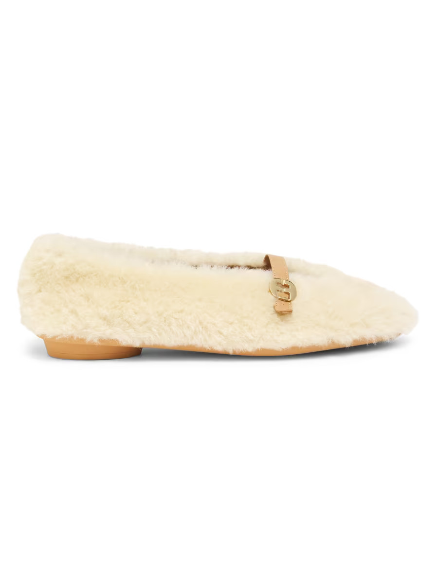 FERRAGAMO Noella Shearling &amp; Leather Flats | Saks Fifth Avenue | Saks Fifth Avenue