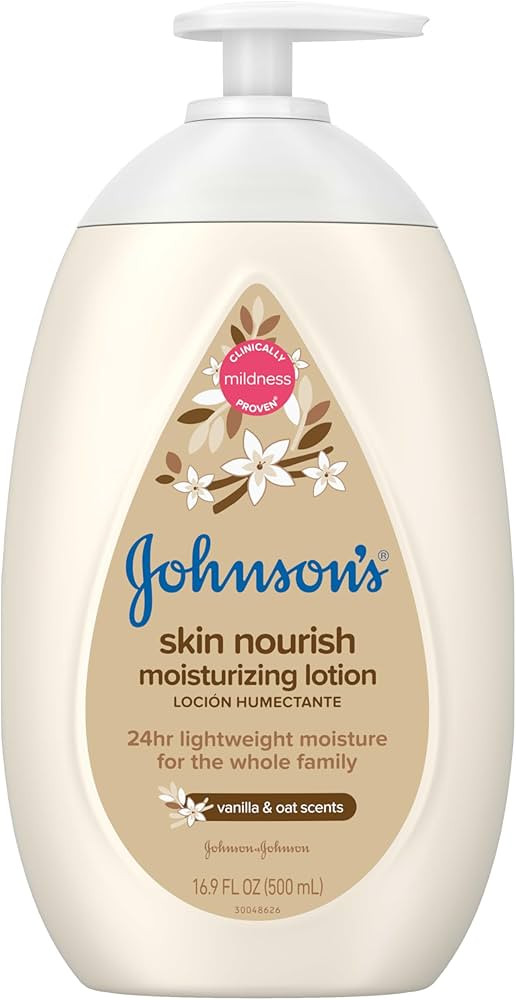 Johnson's Skin Nourish Moisturizing Baby Lotion for Dry Skin with Vanilla & Oat Scents, Gentle & ... | Amazon (US)