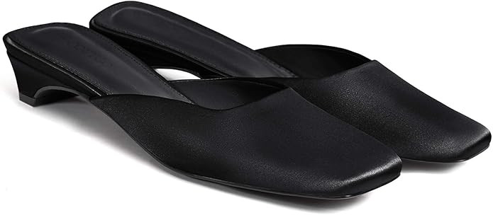 Coutgo Women's Mules Low Kitten Heel Closed Square Toe Slip On Backless Dress Shoes,Size Fits Lar... | Amazon (US)