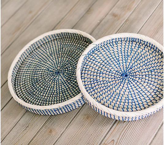 Set of 2 Seagrass Round Decor Trays by Lauren McBride | QVC