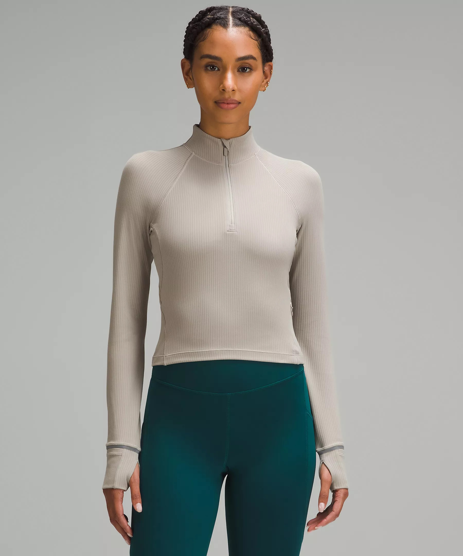 It's Rulu Ribbed Cropped Half Zip | Women's Long Sleeve Shirts | lululemon | Lululemon (US)