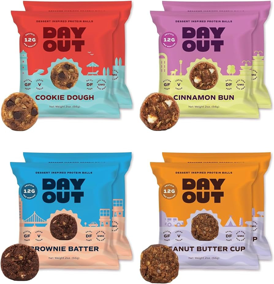 Day Out Protein Snack Balls | Variety Pack 8 Pack Snack Bites | Gluten-Free, Dairy-Free, Vegan Tr... | Amazon (US)