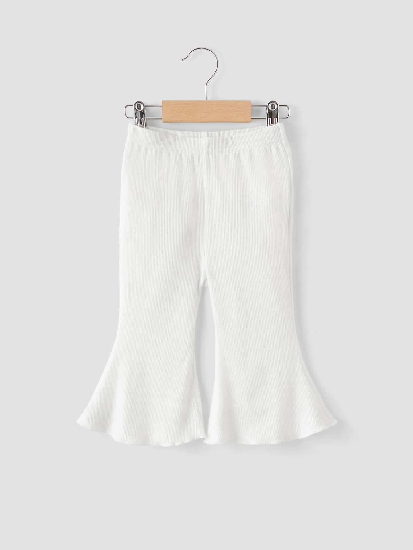 SHEIN Baby Lettuce Trim Flare Leg Pants | SHEIN