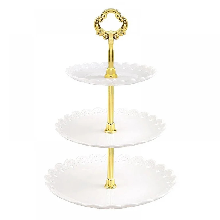 3 Tier Dessert Stand Fruit Plate Cupcake Plastic White Cup Cakes Desserts Fruits Candy Buffet Ser... | Walmart (US)