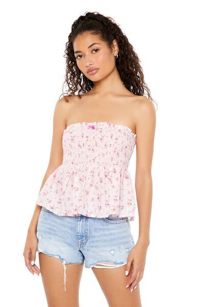 Strapless Floral Print Flounce Top | Forever 21