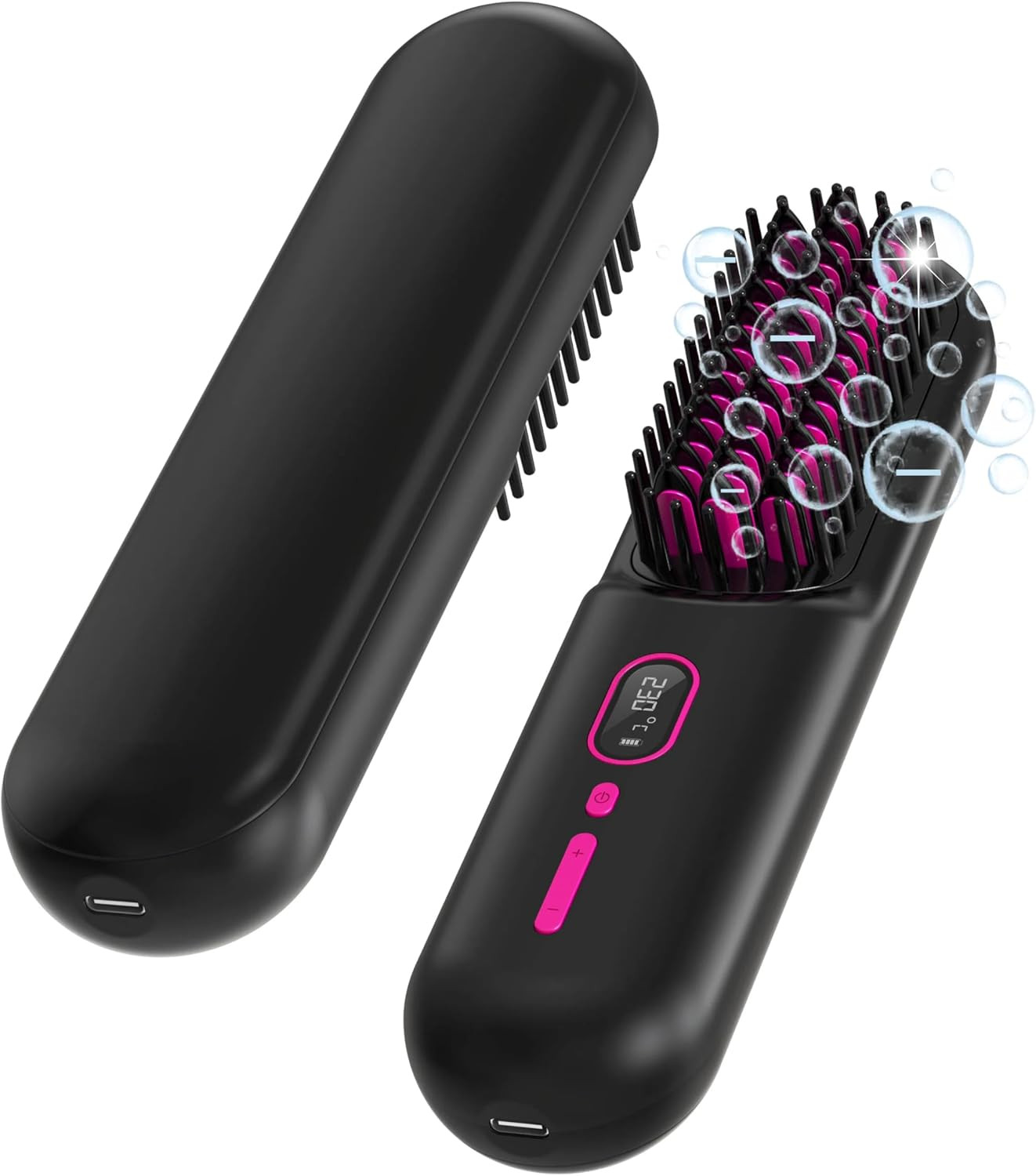 Cordless Hair Straightener Brush - [200M Negative Ions] Portable Straightening Brush for Women, U... | Amazon (US)