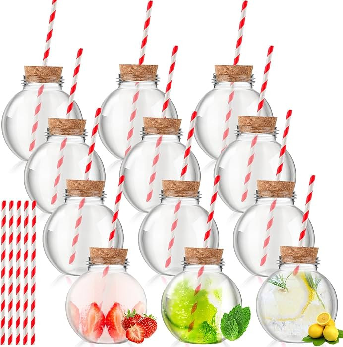 Yaomiao 24 Pcs 10oz Plastic Patron Bottles Empty for Drinks Mini Plastic Fish Bowl Ornament Cups ... | Amazon (US)