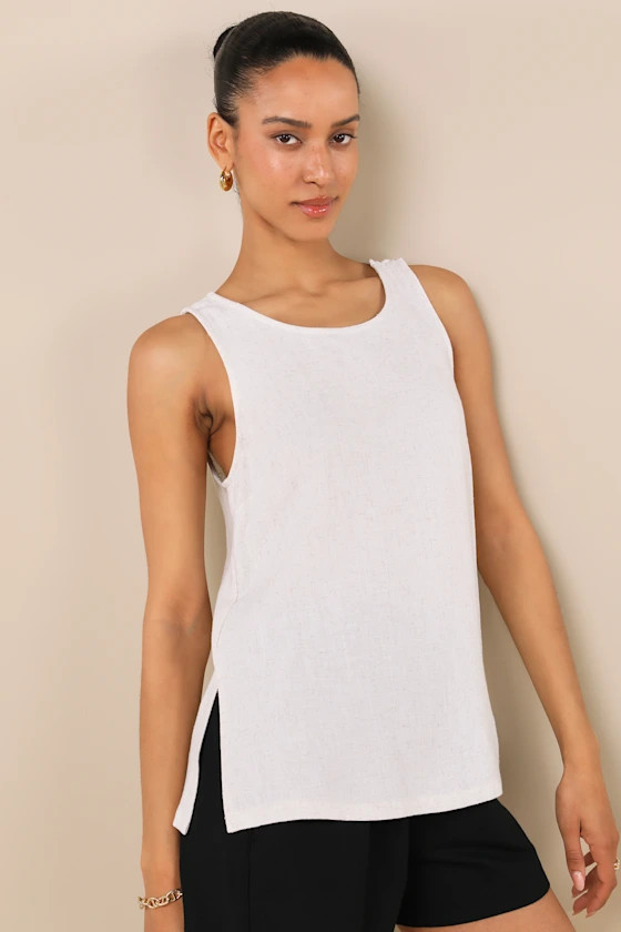 Amalfi Attitude Beige Linen Tank Top | Lulus
