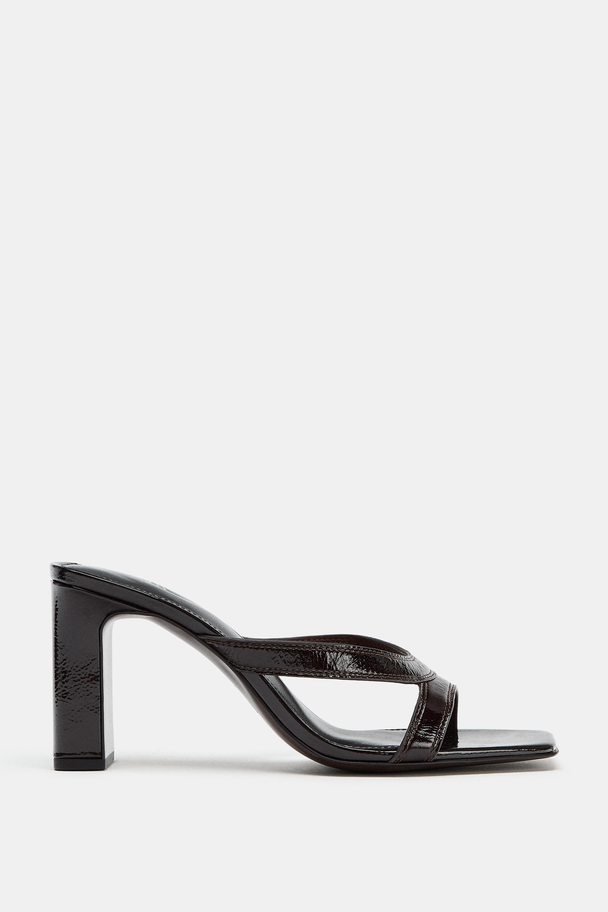 LEATHER HIGH-HEEL SANDALS WITH STRAPS | Zara UK