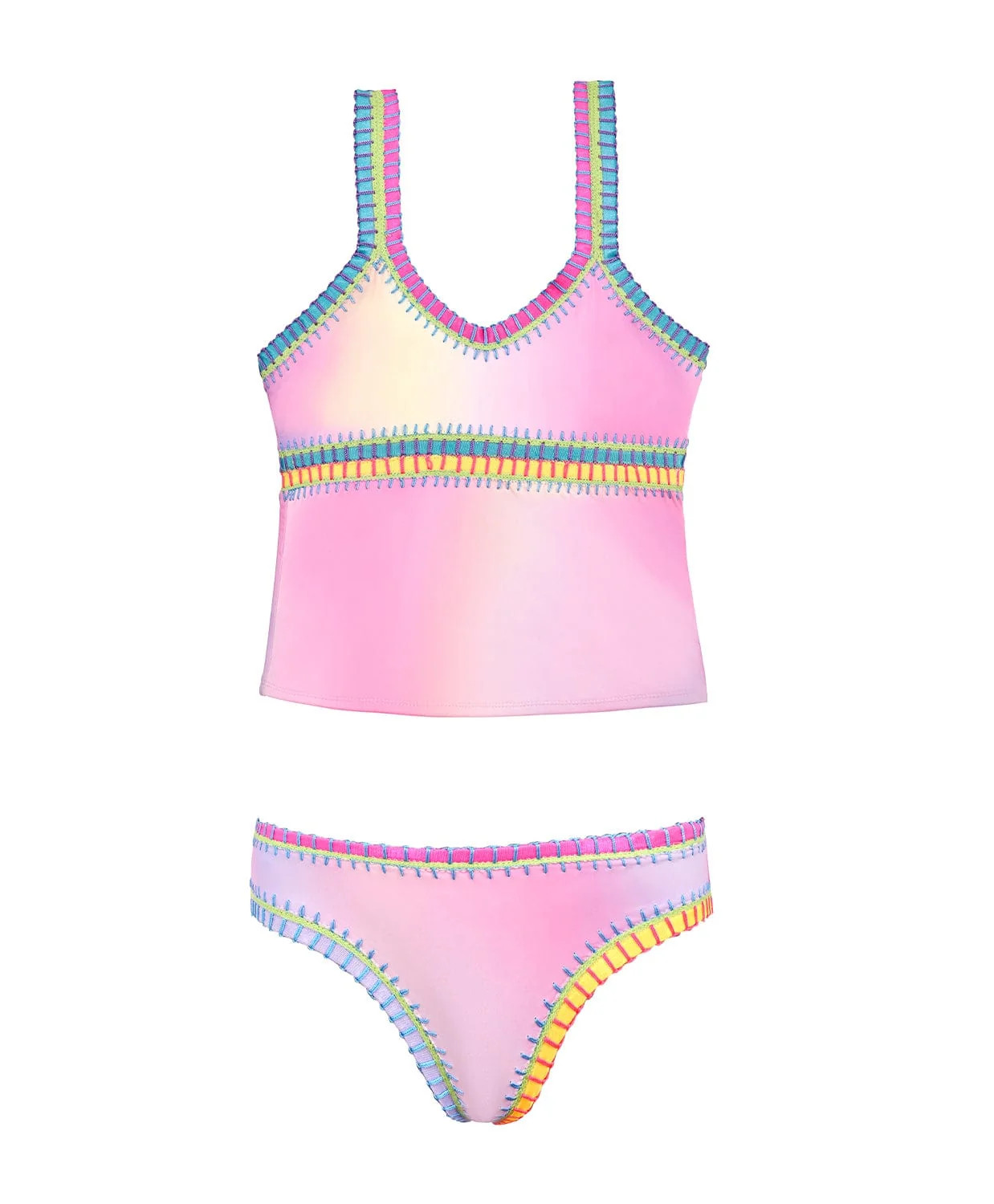 Kids Cotton Candy Rainbow Embroidered Tankini | PQ Swim | PQ Swim
