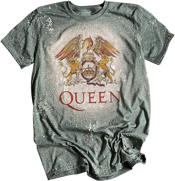Band Rock Music Bleached T Shirts for Women Funny Vintage Graphic Tee Shirts Casual Short Sleeve ... | Amazon (US)