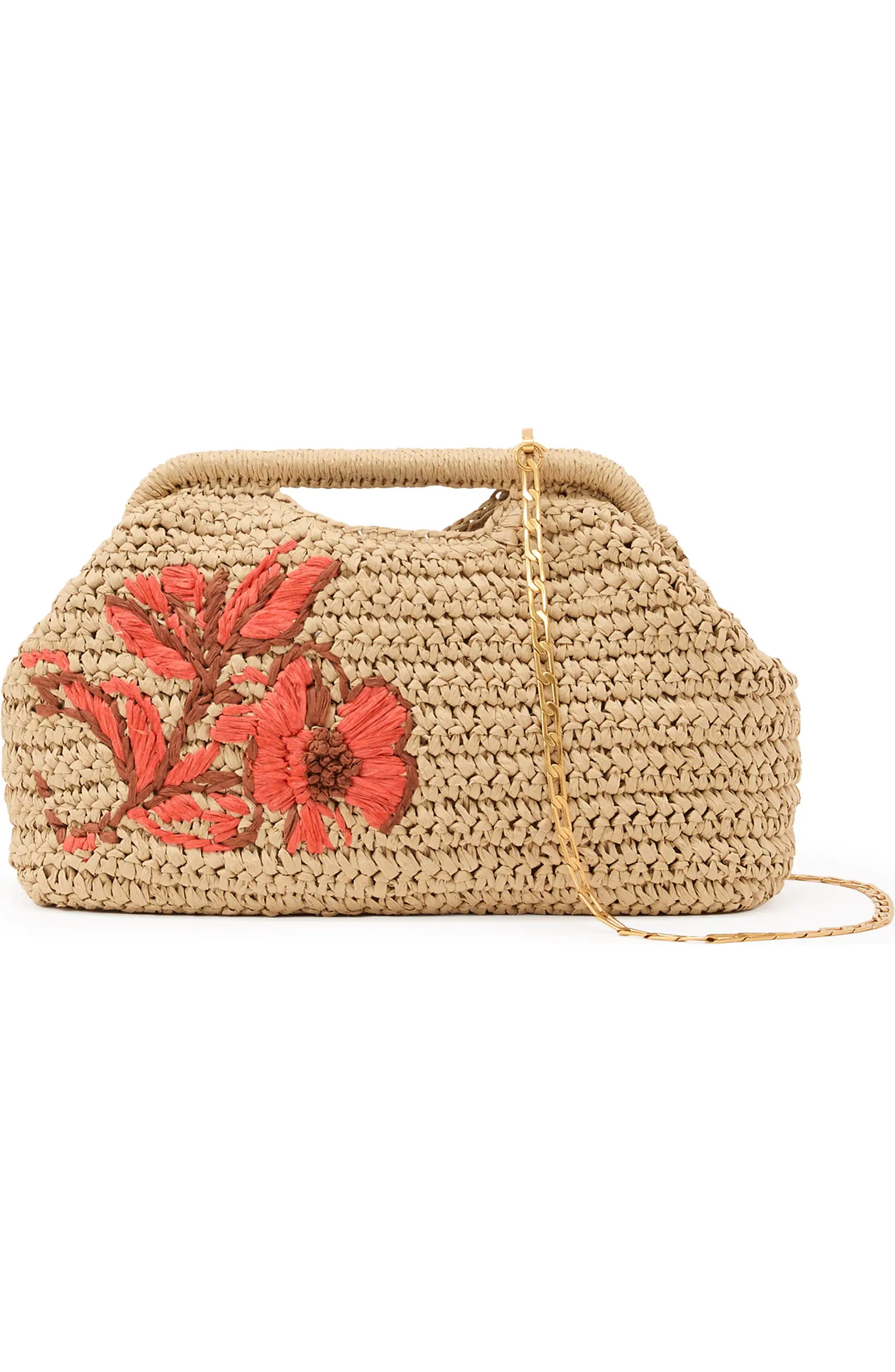 Gina Embroidered Straw Clutch | Nordstrom